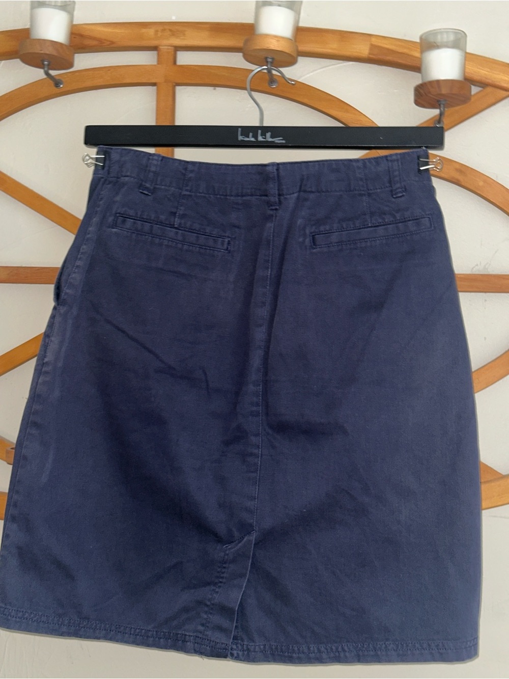 L.L. Bean Navy Blue Cotton Chino Skirt